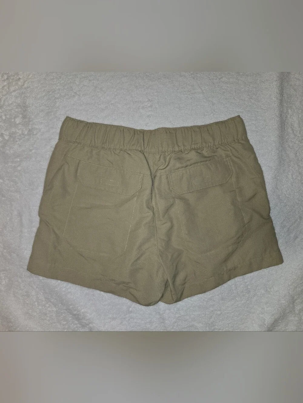 The North Face Women's Khaki Athletic Shorts with Yellow Contrast Belt